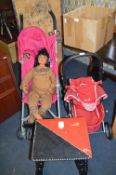 Two Childs Prams, Pocahontas Doll and a Painted St