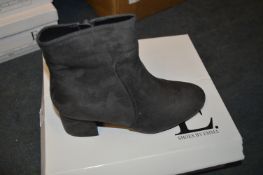 Emma Ladies Suede Ankle Boots (Grey) Size: 4