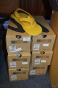 Six Pair of Tretorn Yellow Flip Flops Sizes: 9 & 1