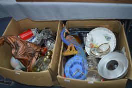 Two Large Boxes of Household Goods; Pottery, Glass