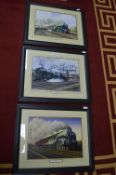 Three Framed Steam Locomotive Prints