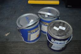 Three Tins of Dulux Paint; White Emulsion and Glos