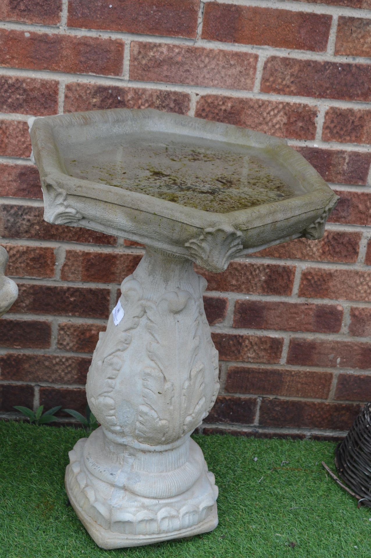 Hexagonal Garden Bird Bath with Acanthus Leaf Desi