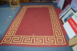 Maroon Rug with Greek Design 9ft x 6ft