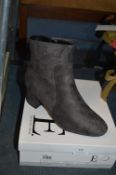 Emma Ladies Suede Ankle Boots (Grey) Size: 7