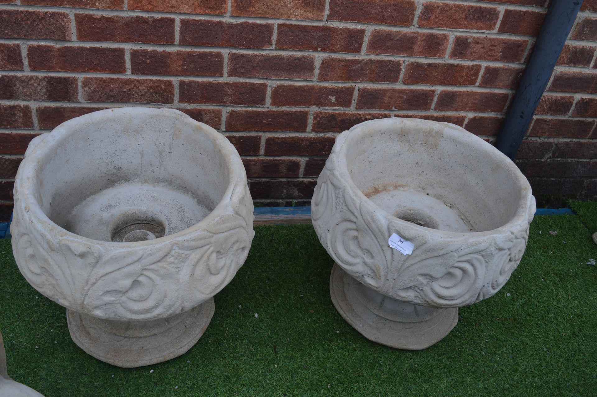 Pair of Acanthus Design Garden Planters