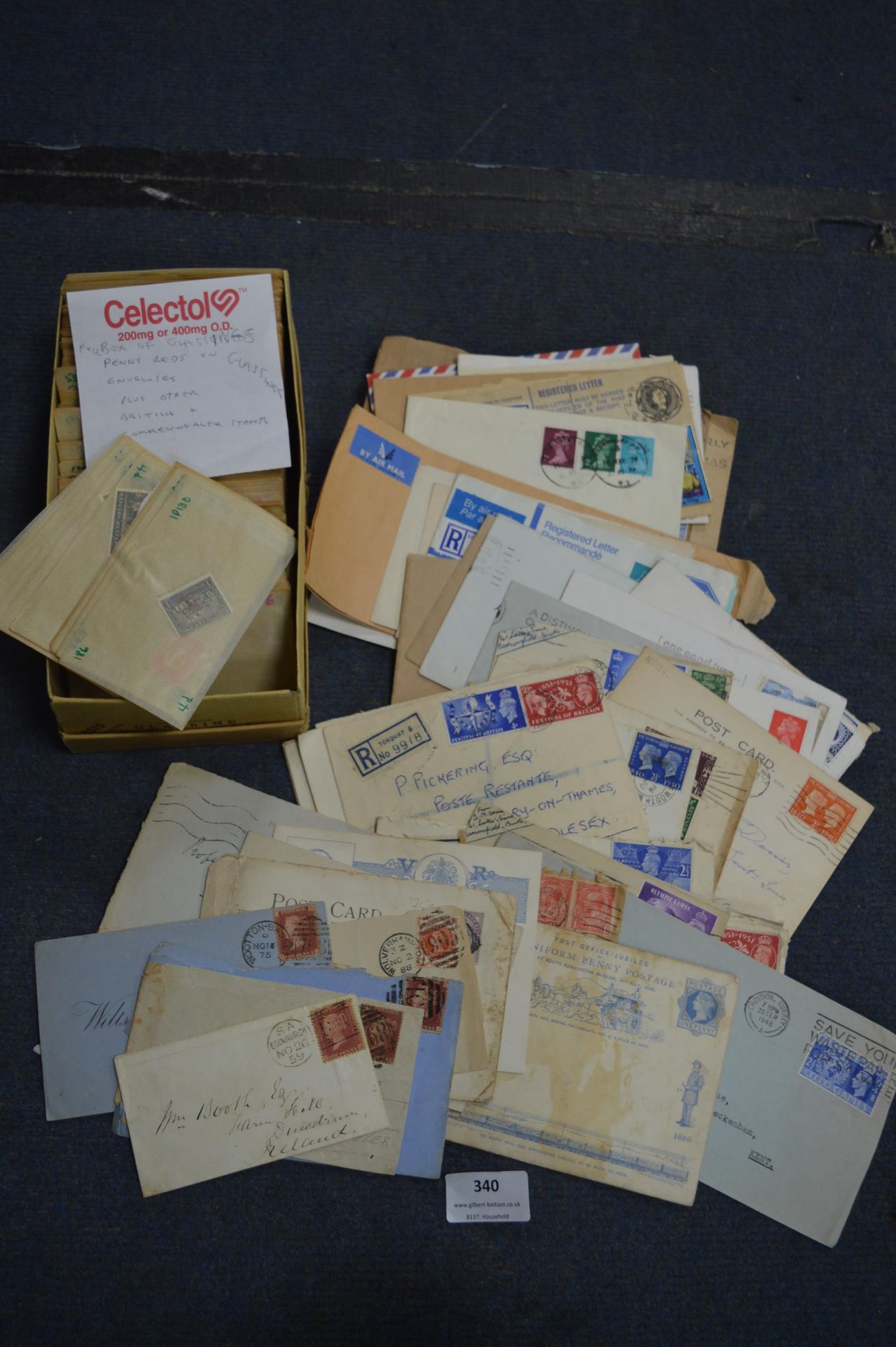 Stamps in Glassine Envelopes and Stamped Letters, etc.