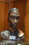 African Carved Wood Bust