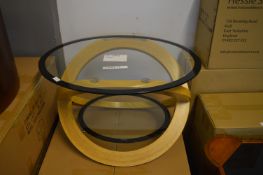 *Light Oak & Glass Oval Coffee Table