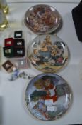 Three Franklin Mint Teddy Bear Wall Plates, Thimbl