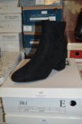 Emma Ladies Suede Effect Ankle Boots (Black) Size: