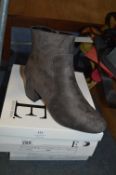 Emma Ladies Suede Ankle Boots (Grey) Size: 7