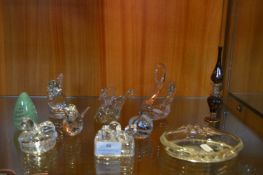 Glass Paperweights, Ornamental Birds, etc.