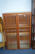 Teak Bookcase with Bevelled Glass Doors