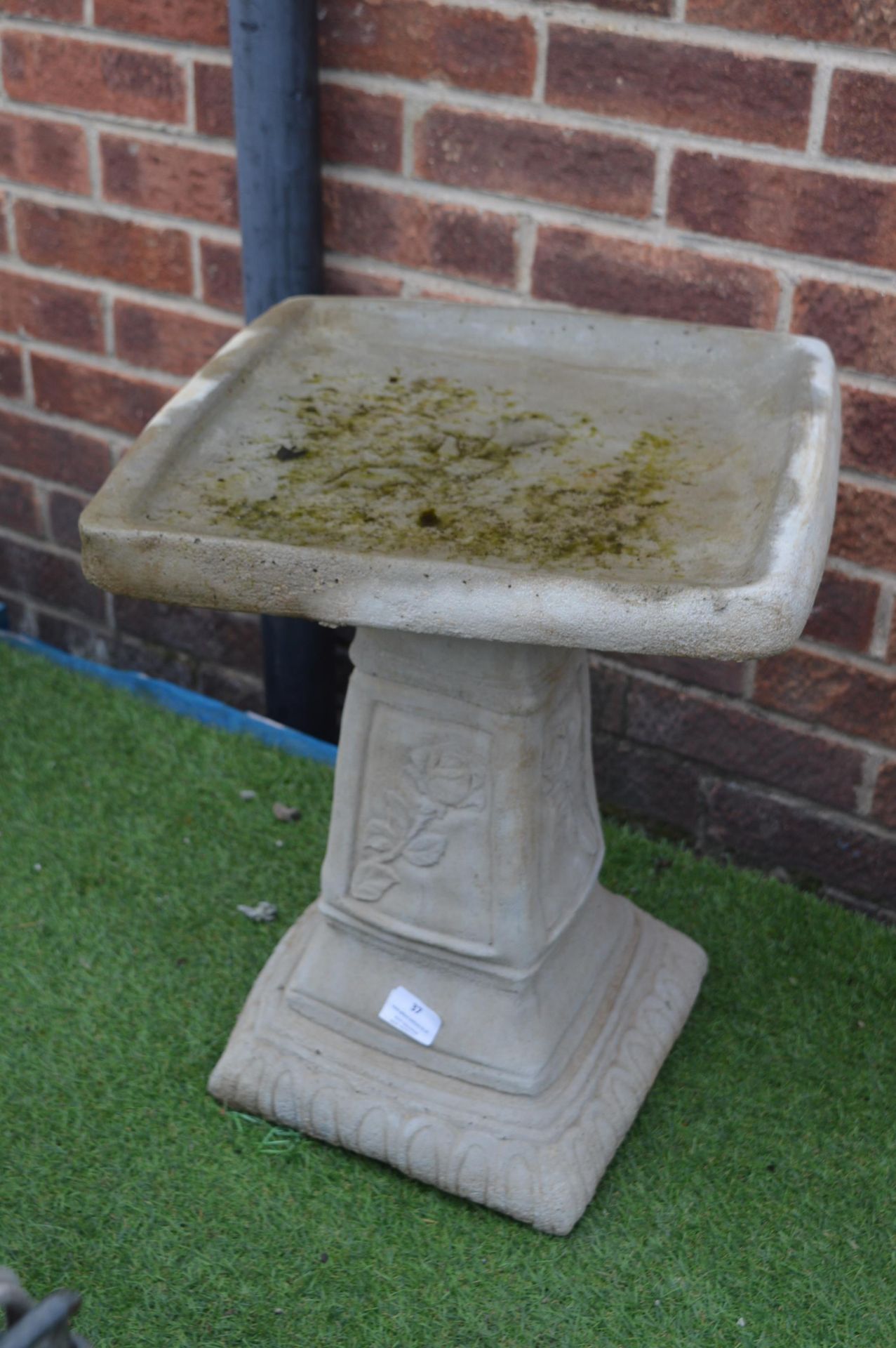 Garden Bird Bath with Rose Design