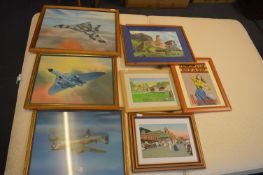 Eight Original Artworks Including Lancaster Bomber