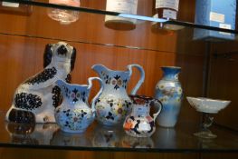 Victorian Pottery Jugs, Spaniel, etc.