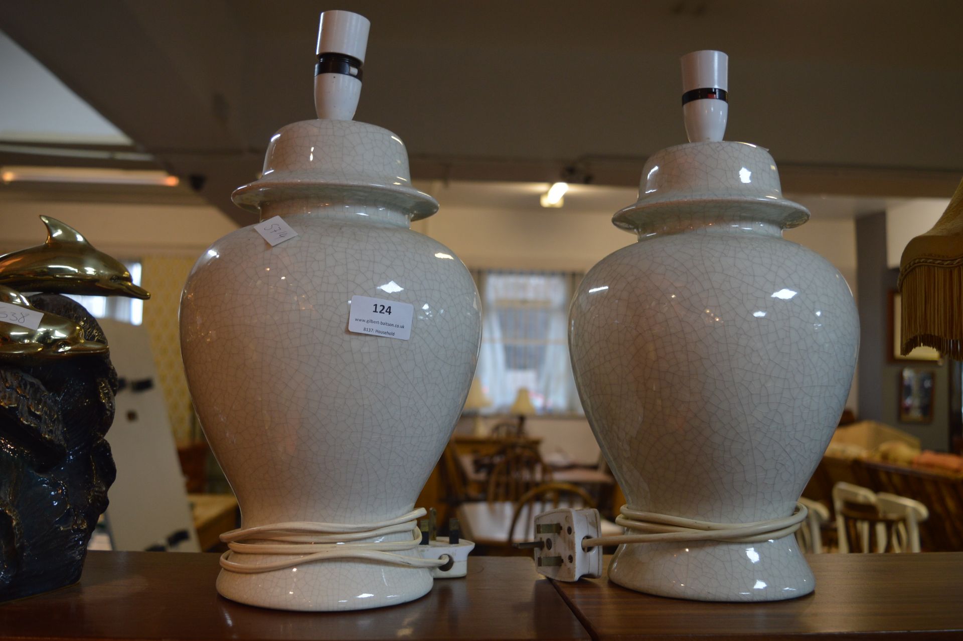 Pair of Crackle Glaze Table Lamp Bases