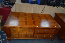 Pine Eastern Style Coffee Table with Drawers and M