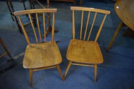 Pair of Ercol Elm Spindle Back Dining Chairs