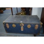 Blue Studded Steamer Trunk