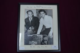 Framed Signed Photograph of Eddie Cochran meeting Freeman Hover U.S Radio DJ
