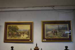 Pair of Gilt Framed Victorian Prints - Agricultural Scenes