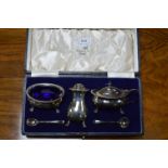 Walker & Hall Cased Silver Condiment Set