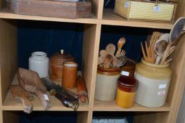 Vintage Kitchenalia; Utensils, Treenware, Jars, etc.