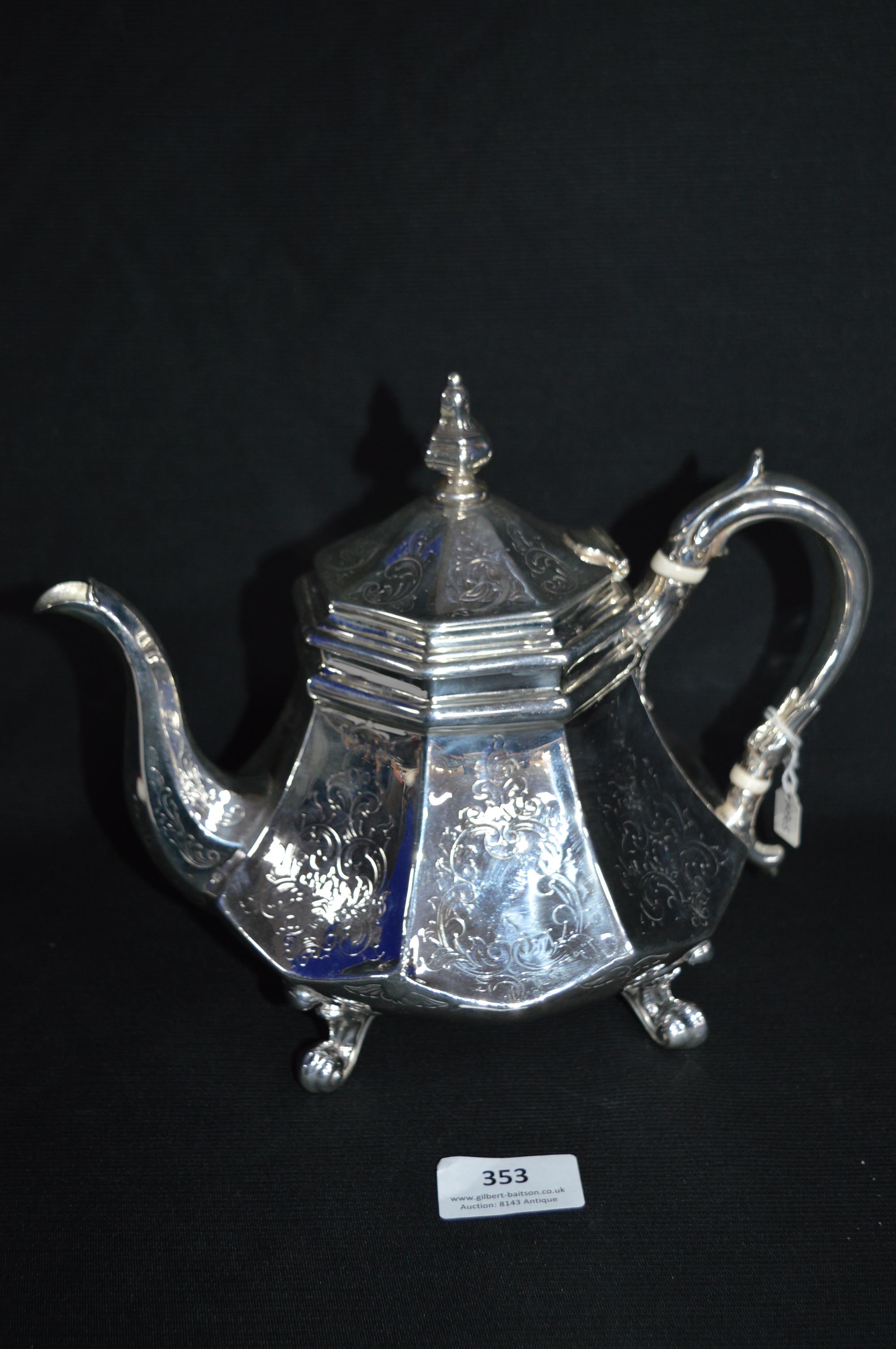 Victorian Silver Teapot (Worn Marks, ~630g)