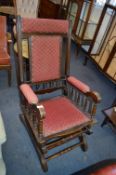American Rocking Chair in Burgundy Upholstery