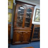Victorian Mahogany Glazed Front Bookcase on Cupboard Base