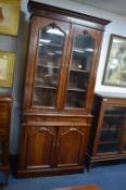 Victorian Mahogany Glazed Front Bookcase on Cupboard Base