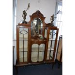 Edwardian Mahogany Inlaid Bow Fronted China Cabinet on Cabriole Legs