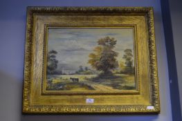 Gilt Framed Oil on Board Initialed R.H. 1895 - View of Beverley Minster