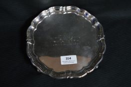 Hallmarked Silver Tray - London 1937, engraved in 1958, ~369g
