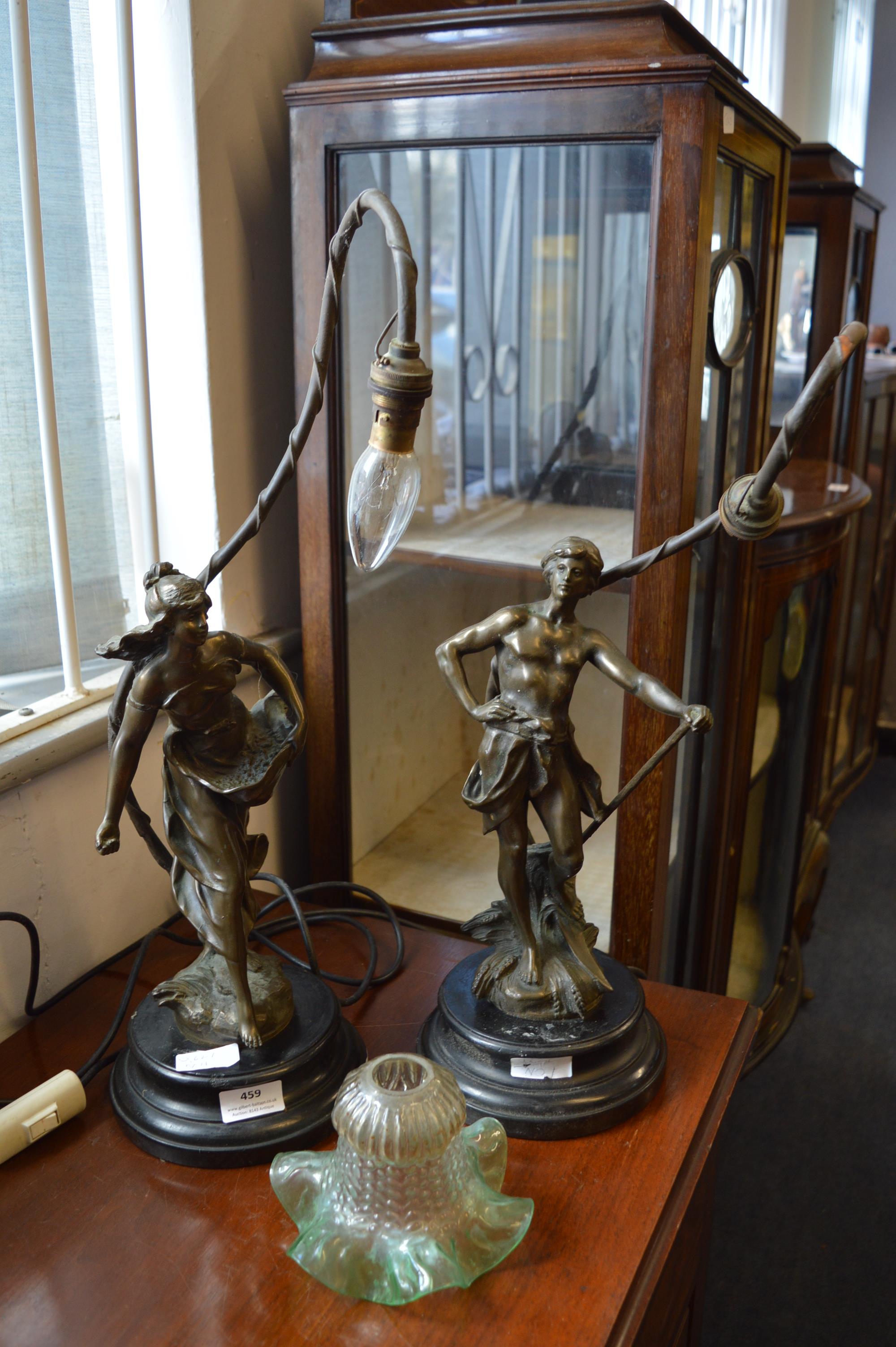 *Pair of Classical Figures Converted to Table Lamps
