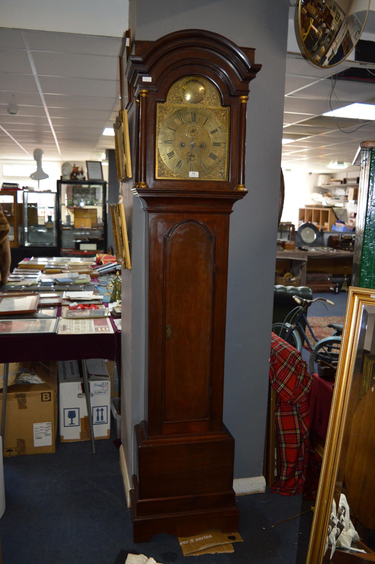 Victorian Long Cased Clock with Brass Face and Mahogany Case by Richard Smith of Newport
