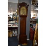 Victorian Long Cased Clock with Brass Face and Mahogany Case by Richard Smith of Newport