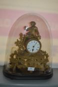 Ormolu Decorated Mantel Clock under Glass Dome (AF)