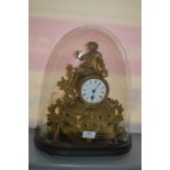 Ormolu Decorated Mantel Clock under Glass Dome (AF)