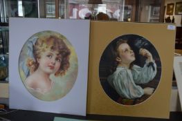 Two Oil Paintings on Boards of Young Girls