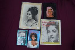 Framed Sketch of Elizabeth Taylor plus Three Books, etc.