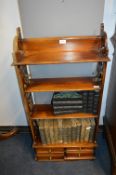 Small Victorian Four Height Bookcase with Fretwork Sides and Four Drawers