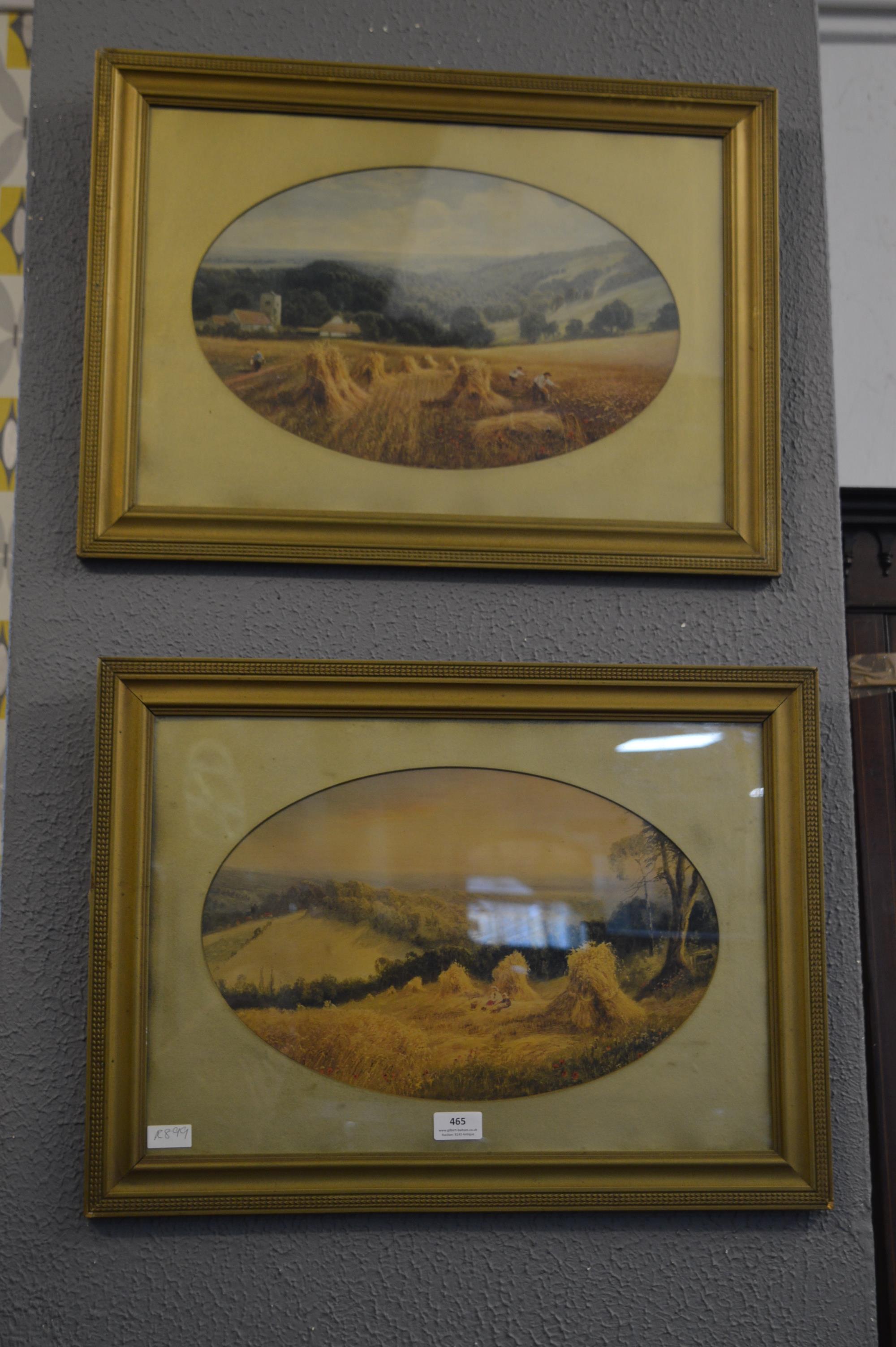 Pair of Gilt Framed Victorian Prints of Harvest Time