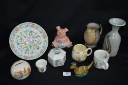 Wedgwood Peter Rabbit Money Boxes, Beswick Loch Ness Monster, Beneagles Scotch Whisky Bottle, etc.