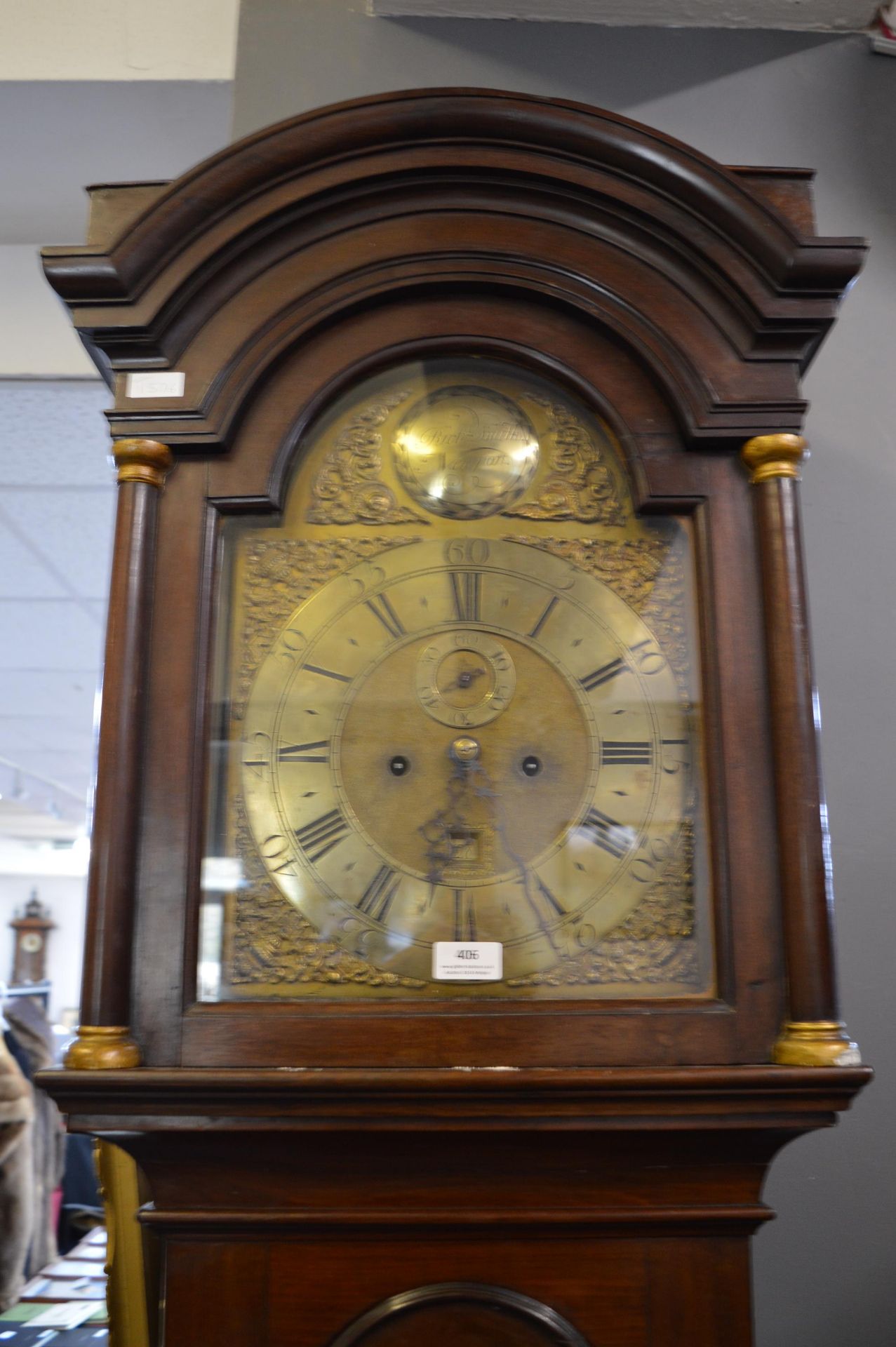 Victorian Long Cased Clock with Brass Face and Mahogany Case by Richard Smith of Newport - Image 4 of 4