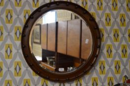 Mahogany Framed Circular Bevelled Edge Wall Mirror