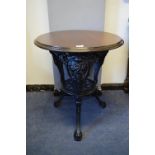 Victorian Cast Iron Pub Table with Mahogany Top