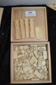 Carved Bone Miniature Domino Sets etc.